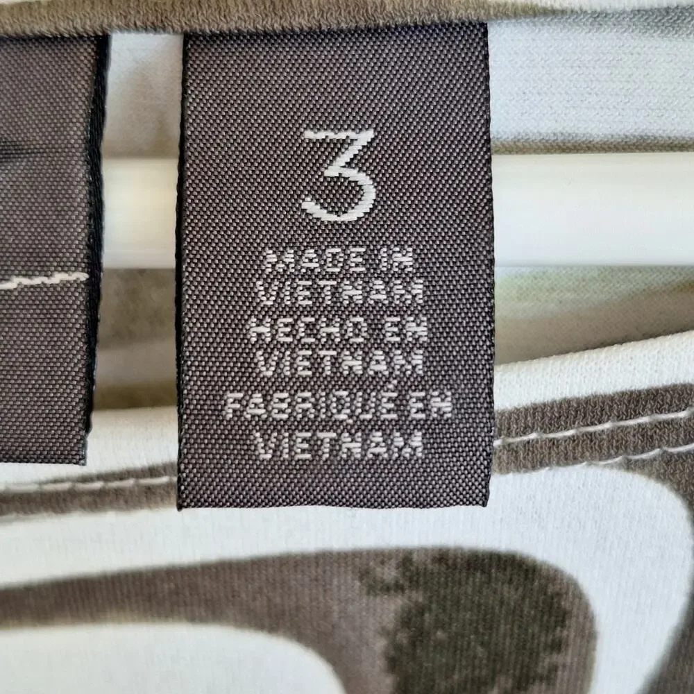 Chico's Traveler Tunic Sz3 (XL) Abstract Print White/Neutrals Stretch Lt Weight